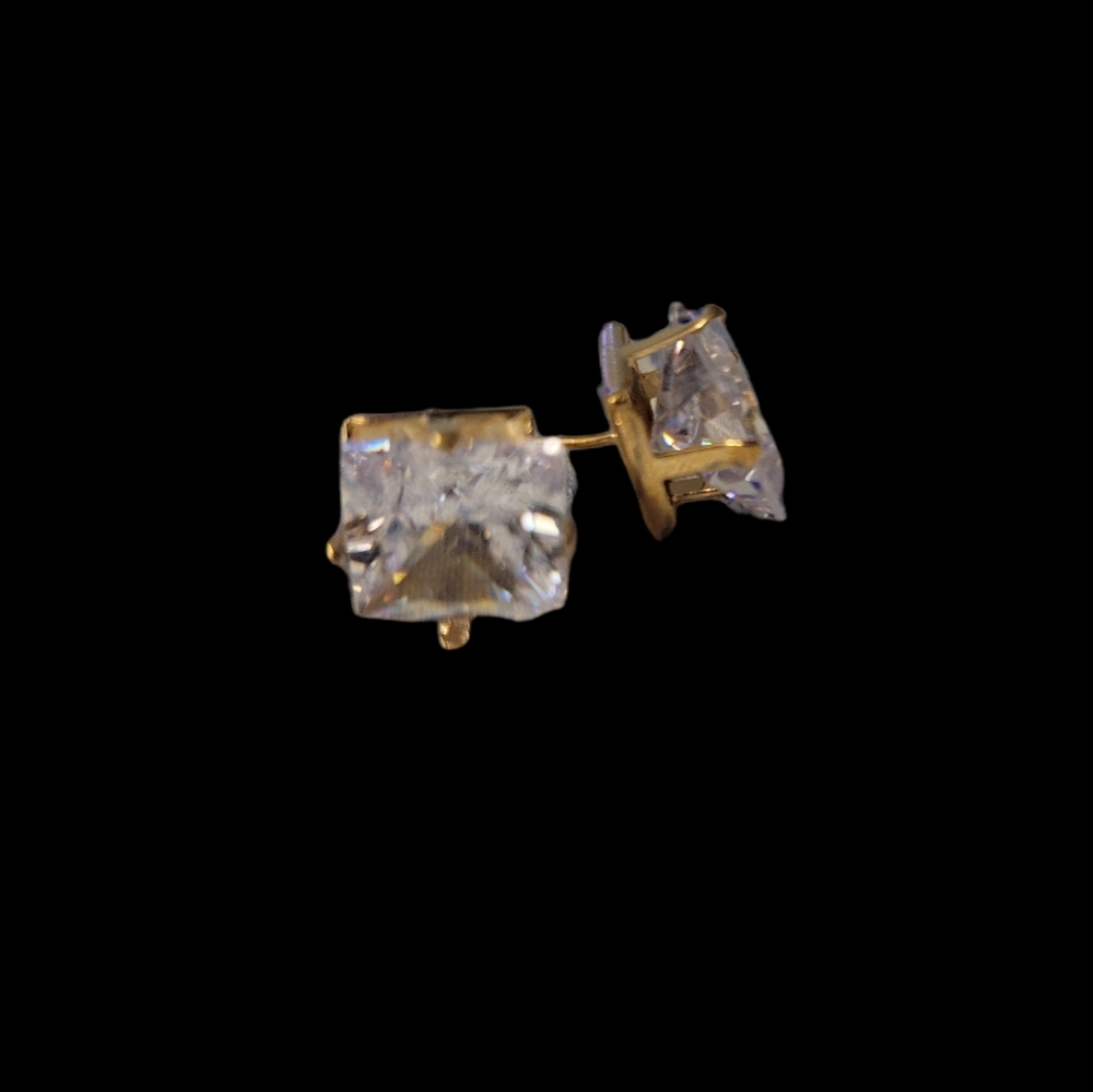 Yellow Gold CZ stud earrings